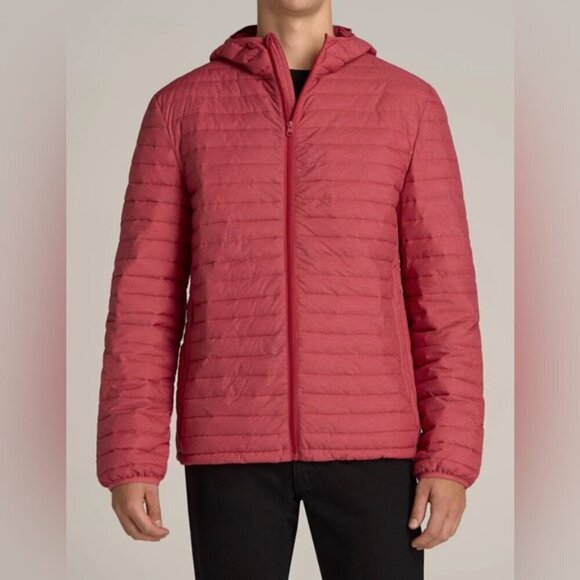American Tall - Men's Packable Puffer Jacket - Red Space Dye. Size: XLT. (1710) - Picture 8 of 14